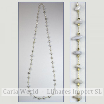 Chalcedony chip necklace golden chain 80cm