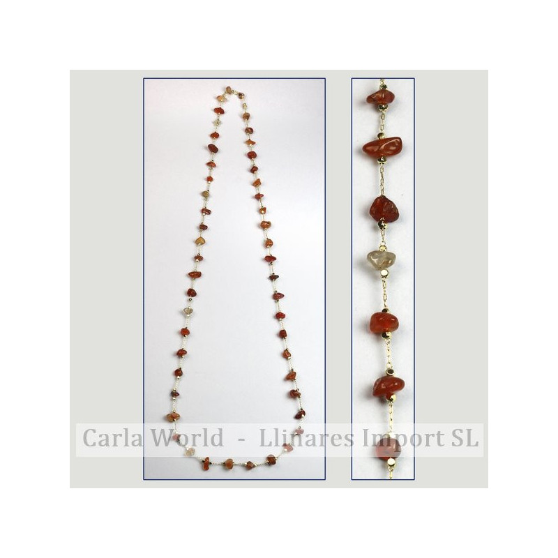 Collar chip Carneola cadena dorada 80cm Collar chip Carneola cadena dorada 80cm