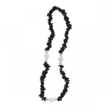 Collier puce et boule facettée. 40cm. Onyx et Jade.