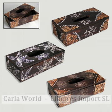 Caja madera pañuelos. 24X12x7 cm