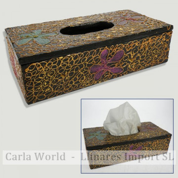 Caja madera pañuelos. 24X12x7 cm