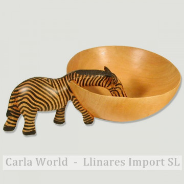 Bowl Madeira África Zebra Bebendo 17cm