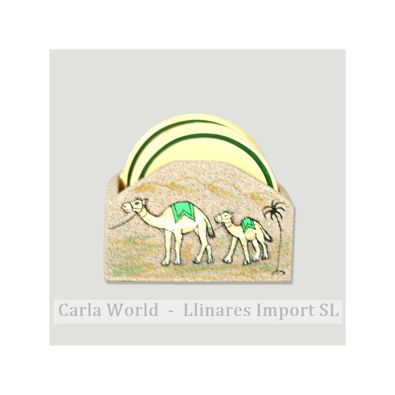 Set posavasos mad. 2 camellos 8x10cm Set posavasos mad. 2 camellos 8x10cm