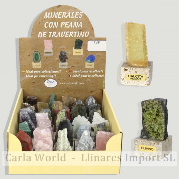 MINERALS WITH BASE OF TRAVERTINE. Various Minerals