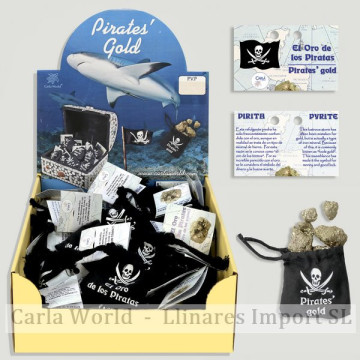 PIRATES GOLD. Pirate bag with pyrite