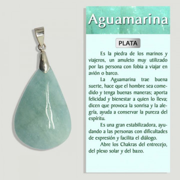 AQUAMARINE. Silver Pendant....