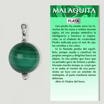 MALACHITE. Silver pendant....