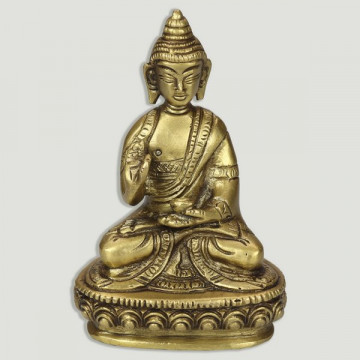 Bouddha Thaïlande Laiton doré avec socle. 6.5x9.5cm.