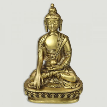 Bouddha Thaïlande Laiton doré avec socle. 9x14,5 cm.