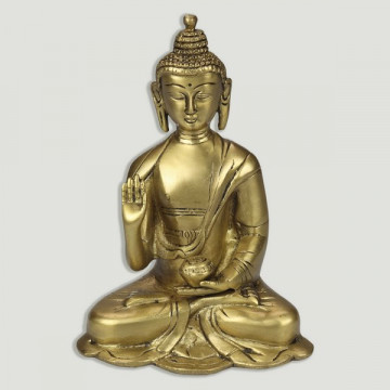 Buda Tailândia Bronze dourado. 12x15,5cm.