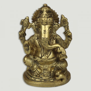 Golden brass Ganesha with base 11cm
