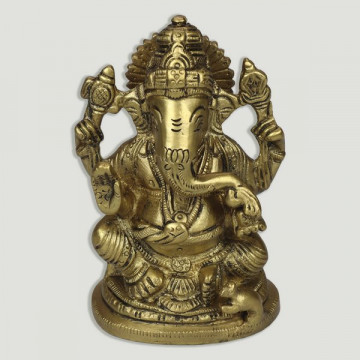 Ganesha de latão dourado com base 11cm