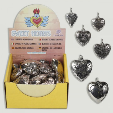 SWEET HEART. Laminated metal heart pendant