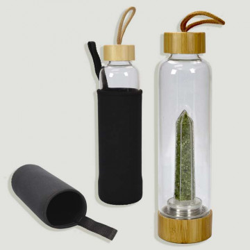 Olivine Chip Bottle with Bamboo cap. 25x6cm.