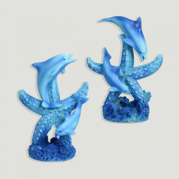 Double sea star resin dolphin. 12x16cm