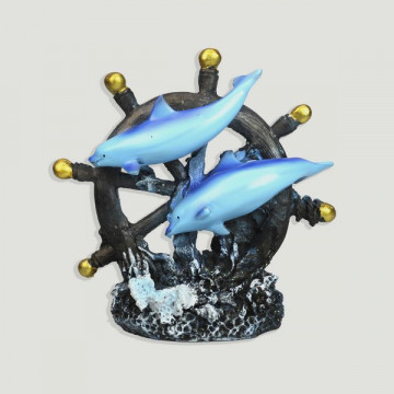 Double resin dolphin at helm. 17x17cm