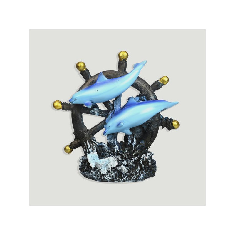 Double resin dolphin at helm. 17x17cm Double resin dolphin at helm. 17x17cm