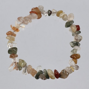 Gancho 10. Pulsera Chip. Mineral Cuarzo Rutilo multicolor. 