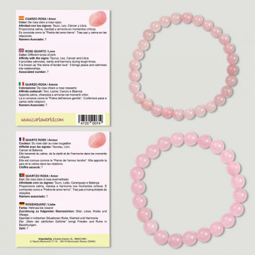 Gancho 34. Pulseira Bola 6 e 8mm. Quartzo rosa.