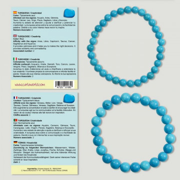 Gancho 35. Pulseira Bola 6 e 8mm. Howlita Azul.