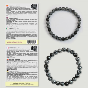 Gancho 45. Pulseira Bola 6 e 8mm. Obsidiana.