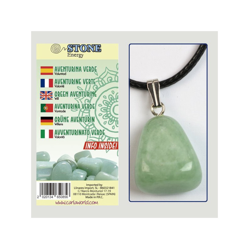Hook 85. Mineral rolled pendant. Model Green Aventurine. Hook 85. Mineral rolled pendant. Model Green Aventurine.