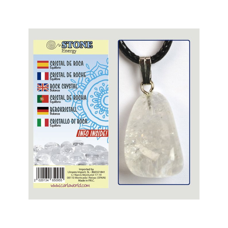 Hook 95. Mineral rolled pendant. Model Rock crystal Hook 95. Mineral rolled pendant. Model Rock crystal