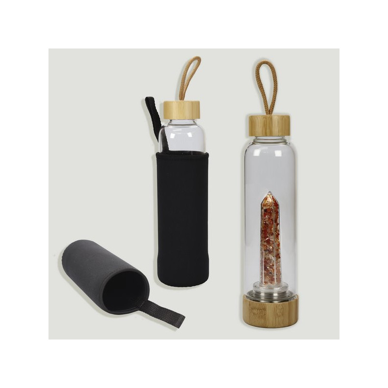 Bamboo stopper bottle. Chip Carneola. 25x6cm. Bamboo stopper bottle. Chip Carneola. 25x6cm.