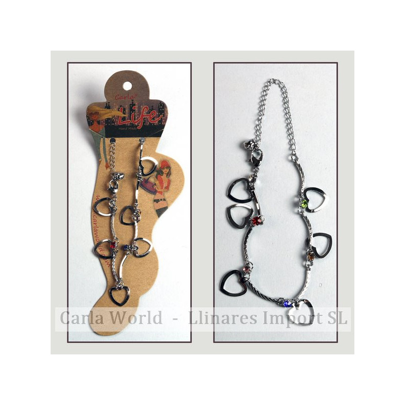 Gancho 82 - Tobillera metal. Modelo Corazón calado Gancho 82 - Tobillera metal. Modelo Corazón calado