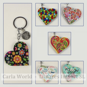 Hook 08 - Methacrylate keychain. Heart model. Assorted colors.