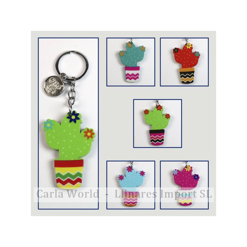 Crochet 12 - Porte-clés en méthacrylate. Modèle de cactus. Couleurs assorties Crochet 12 - Porte-clés en méthacrylate. Modèle de cactus. Couleurs assorties