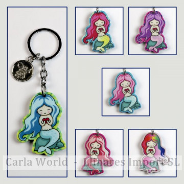 Hook 13 - Methacrylate keychain. Mermaid model. Assorted colors.