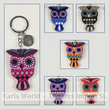 Hook 14 - Methacrylate keychain. Owl pattern. Assorted colors.