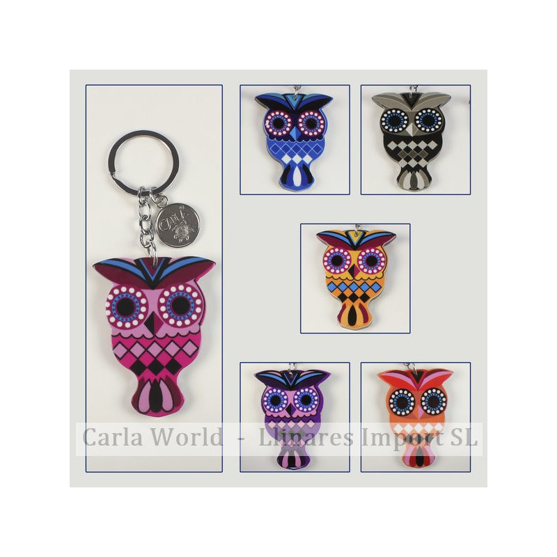 Hook 14 - Methacrylate keychain. Owl pattern. Assorted colors. Hook 14 - Methacrylate keychain. Owl pattern. Assorted colors.
