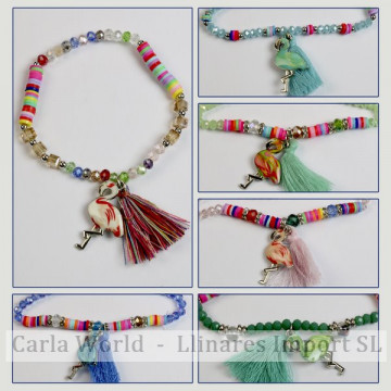 Hook 22 - Elastic bracelet with pompom. Flamenco model. Assorted colors.
