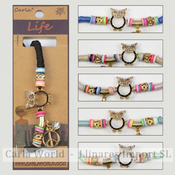 Hook 41 - Tassel owl bracelet with cord. Assorted colors.