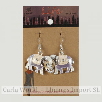 Gancho 51 – Pendientes metal modelo elefante. Colores surtidos.