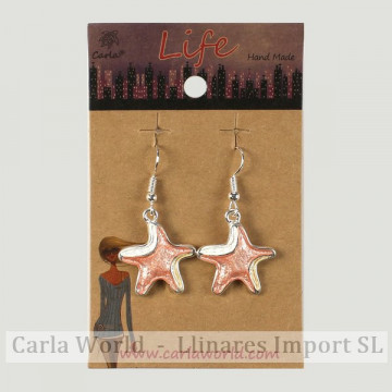 Gancho 63 – Pendientes metal modelo estrella de mar. Colores surtidos.