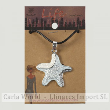 Hook 64 - Metal pendant with cord. Starfish model. Assorted colors.