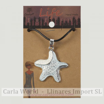 Gancho 64 - Pingente de metal com cordão. Modelo de estrela do mar. Cores sortidas