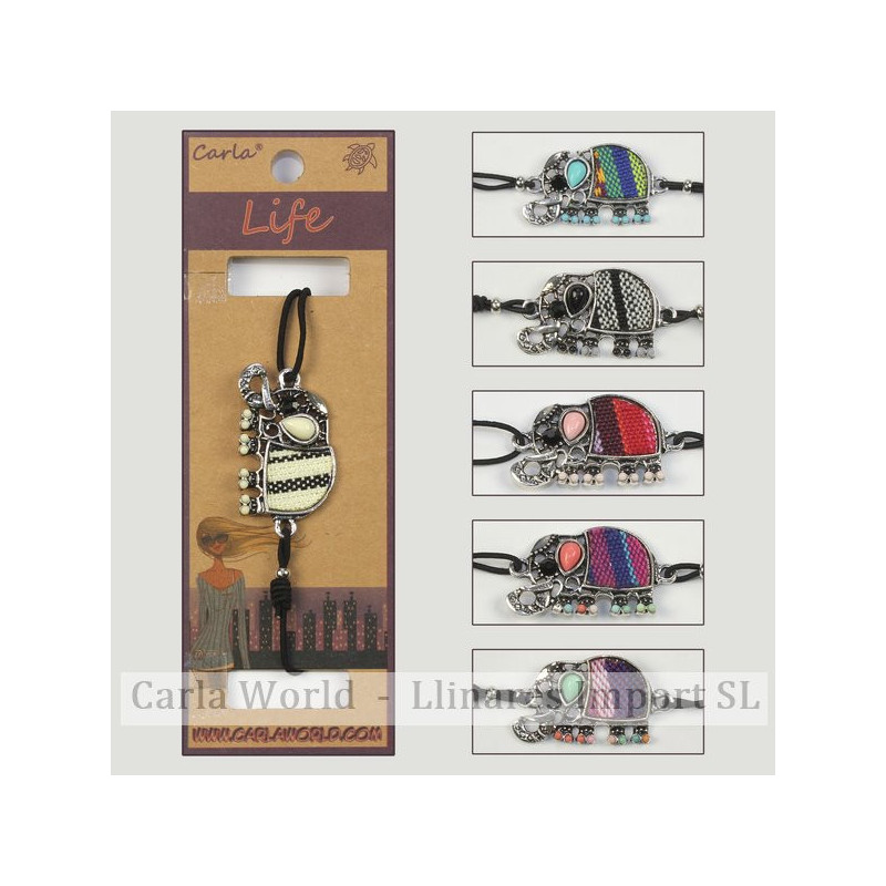 Gancho 72 - Pulsera goma adaptable. Modelo Elefante tela. Colores surtidos Gancho 72 - Pulsera goma adaptable. Modelo Elefante tela. Colores surtidos