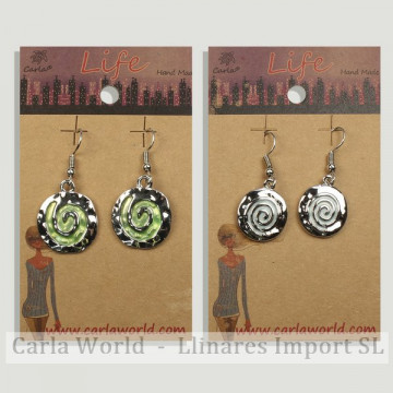 Hook 108 - Metal earring. Spiral patterns 01. Assorted colors.