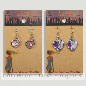 Hook 112 - Metal earring. Heart models. Assorted colors.