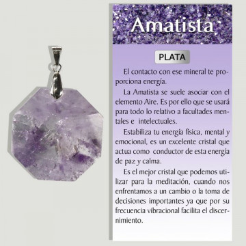 AMATISTA ESTRELLA. Colgante PLATA. Facetado grande.  