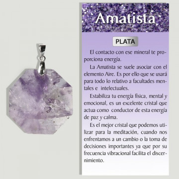 AMATISTA ESTRELLA. Colgante PLATA. Facetado grande.  