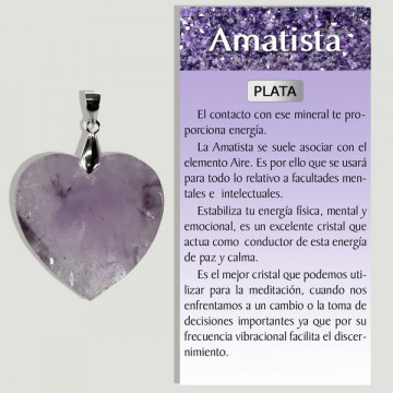AMETHYST. SILVER pendant. Large faceted heart.