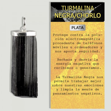 TURMALINA NEGRA. Colgante PLATA. Bruto XL