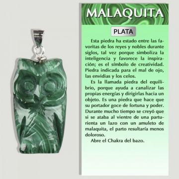 MALAQUITA. Colgante PLATA. Búho. 