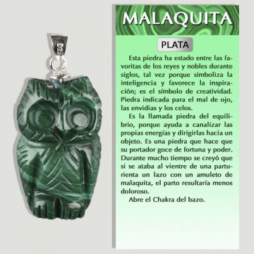 MALAQUITA. Colgante PLATA. Búho. 