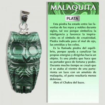 MALAQUITA. Colgante PLATA. Búho. 